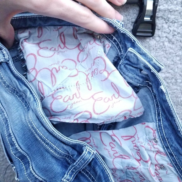 Earl Jeans Women's 12 Skinny Blue Bootcut Jeans Embroidered 32.5" 29" 9.75" - Picture 11 of 11